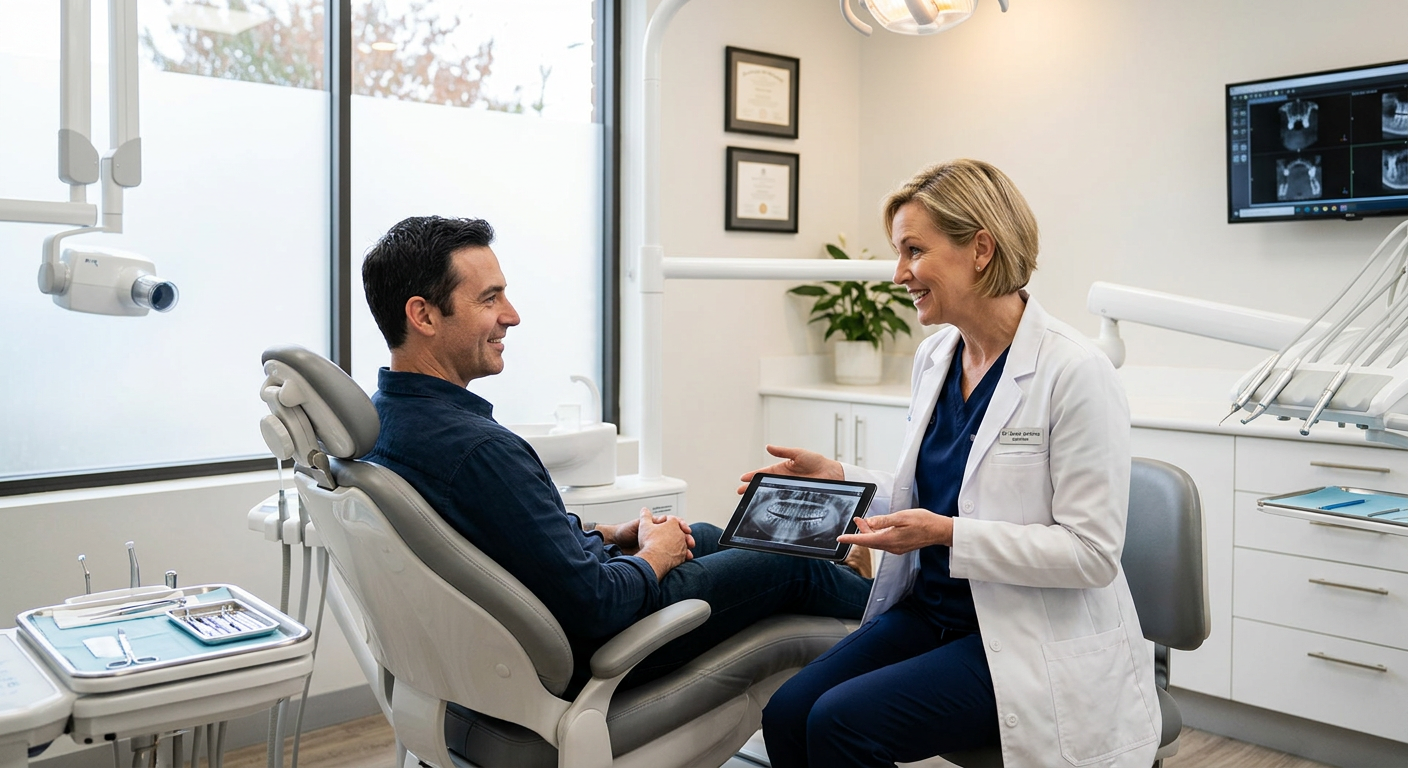 Dentist consulting a patient